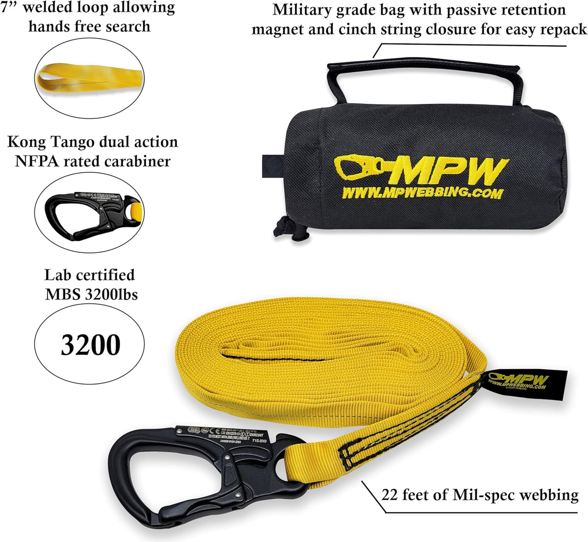 Firefighting Rescue Webbing Multipurpose Webbing Kit - Firefighter Rescue Tool - MPW · Job Town Tools